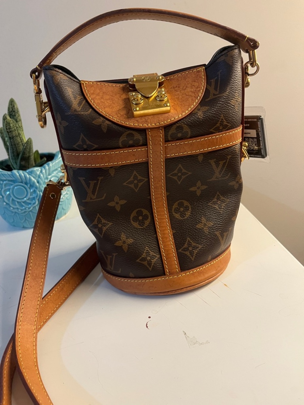 Louis Vuitton Monogram Canvas Bucket Crossbody in Brown and Natural - Picture 15 of 17